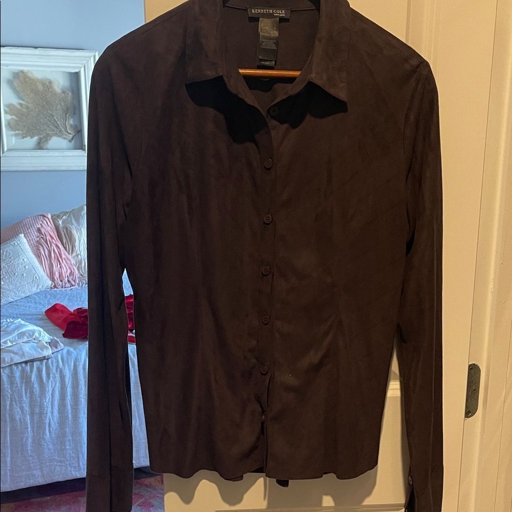 Kenneth Cole women’s   Dark Brown Button Down Shirt
